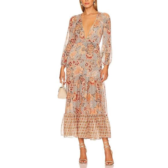 Misa Los Angeles 'Anahita' Brown Chiffon Dress Size M - Picture 1 of 5